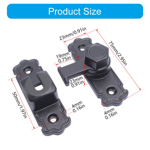 Multipurpose Sliding Swing Bolt Lock Compact Not Pry Security Latches Quick Fixing for door gate & Storage Cabinets 2
