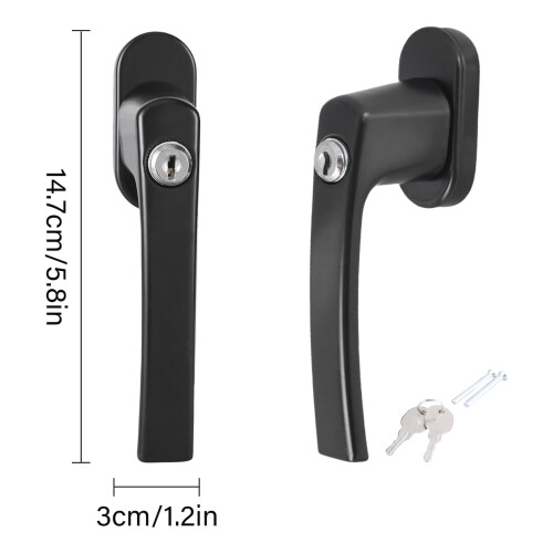 Lockable Window Handle With Key & Screws Shed Door Handle Lock Stainless Steel Lockable Replacement Handle Enduring 2