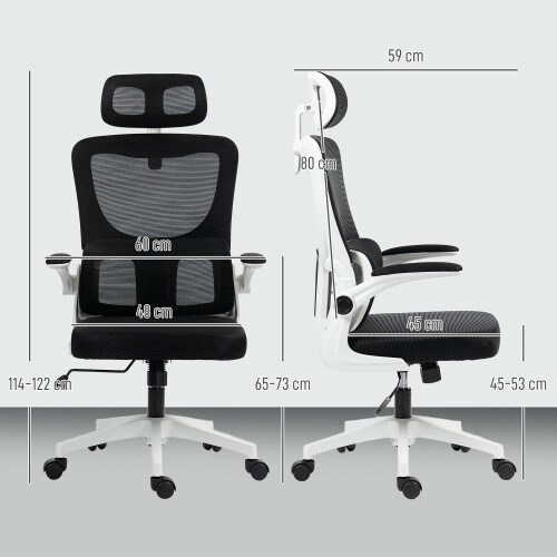 Vinsetto Vinsetto Mesh Office Chair with Adjustable Headrest, Lumbar Support, Black 2