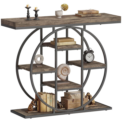 Homcom HOMCOM Industrial Console Table, Hallway Table with Storage Shelves 1