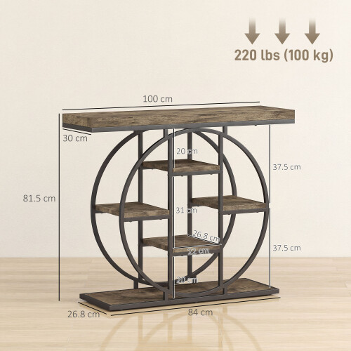 Homcom HOMCOM Industrial Console Table, Hallway Table with Storage Shelves 2