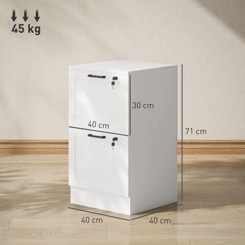 Homcom HOMCOM 2 Drawer File Cabinet with Lock and Adjustable Hanging Bars, White 2