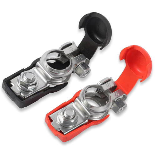 2 PCS Adjustable Car Battery Terminals, Galvanized Positive/Negative Connectors Compatible with Standard Battery Cables