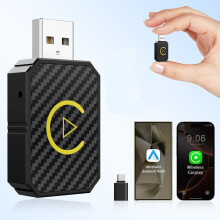 Mini adaptador inalámbrico CarPlay y Android Auto 2025, compatible con iPhone/Android, Plug-and-Play, baja latencia, convierte la conexión por