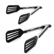 Pinze da cucina da 9 e 12 pollici in acciaio inossidabile, pinze da portata in silicone resistenti al calore, spatole per carne con manico bloccabile.
