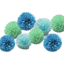 9 pompones de papel de seda para Navidad, bodas, cumpleaños, baby showers y decoración de pared para fiestas (9 unidades).