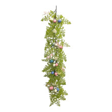 Guirnalda artificial de huevos de Pascua con huevos moteados, flores de primavera y follaje – Guirnalda colgante para repisa de chimenea, chimenea