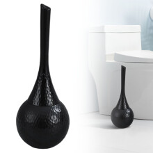 Cepillo y soporte para inodoro con protector antisalpicaduras, diseño moderno en negro, 5,5 x 14,96 pulgadas (1 unidad)