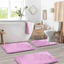 Ensemble de siège de toilette 3 pièces avec tapis antidérapant, protège-couvercle en tissu lavable, taille universelle, violet – Compatible