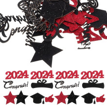 KALLORY Red Graduation Confetti Paper for Party Decoration Theme 2024 Celebration Supplies