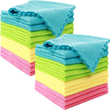Lot de 50 chiffons de nettoyage en microfibre - Chiffons de nettoyage réutilisables, séchage rapide, 30 x 30 cm - Multicolore