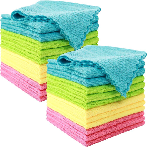 Pacote com 50 panos de limpeza de microfibra, 30 x 30 cm