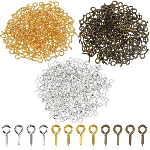Καρφίτσες με μάτι Screw600PCS Μικρές βίδες με μάτι για κατασκευή κοσμημάτων, Μικρά
