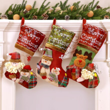 stk. 18" julestrømper klassiske store strømper med julemand, snemand, rensdyr og julefigur til familiefestdekorationer