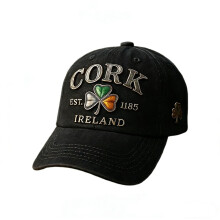 Unisex šiltovka s potlačou Dňa svätého Patrika pre írsku kultúru so štýlovou baseballovou čiapkou s nápisom „CORK EST. 1185IRELAND“