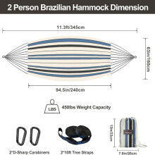 Brazilian Double Hammock with Tree Straps 94x63 inch Cotton