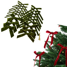 Lazos de terciopelo verde para árbol de Navidad (18 unidades)