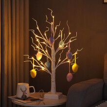 60 cm verlichte paasboom met 8 eieren en 24 ledlampjes – werkt op USB/batterijen, voor thuis, op tafel en op feestjes – past bij paas- en