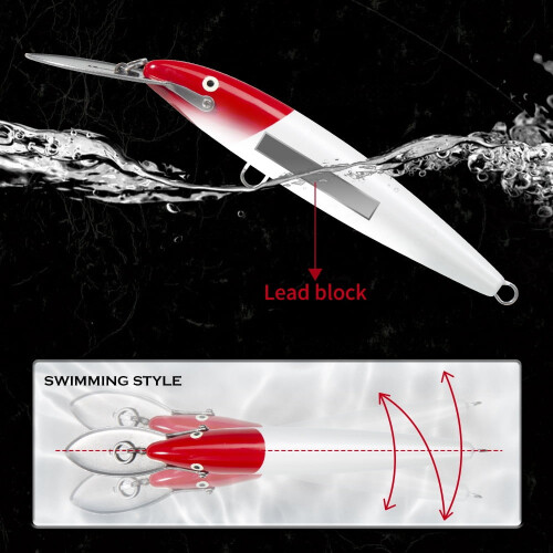 2 Stück Minnow-Angelköder, sinkend, 140 mm, 40 g, künstliche Salzwasser-Wobbler, Blues-Köder 2
