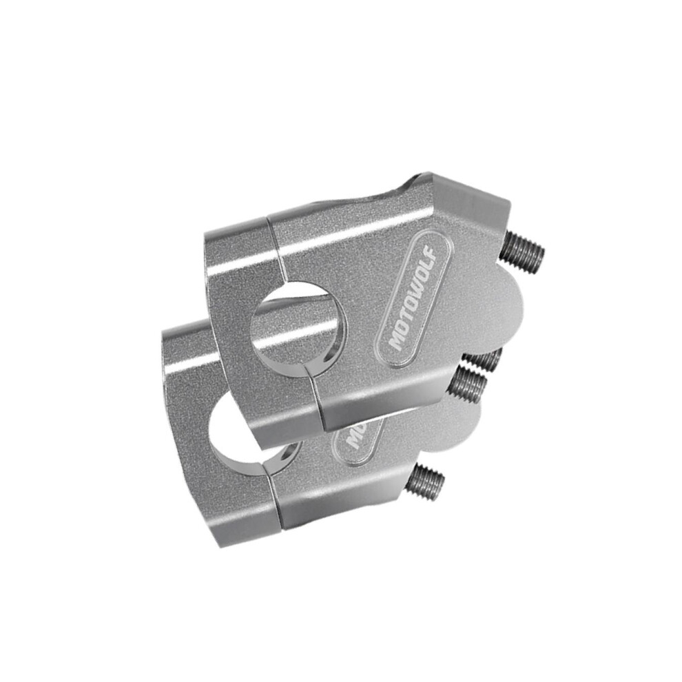 ( 22Mm) Durable Aluminum Handle Bar Riser Mount Universal Fit For Motorcycles Silver 7312856568874