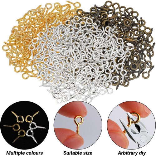 Καρφίτσες με μάτι Screw600PCS Μικρές βίδες με μάτι για κατασκευή κοσμημάτων, Μικρά 2