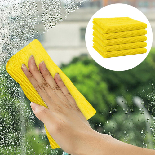 5Pcs Microfiber Cleaning Cloths, 11.8"x11.8", Soft & Absorbent, Reusable for Car/Kitchen/Bath/Window, Dark Blue 2