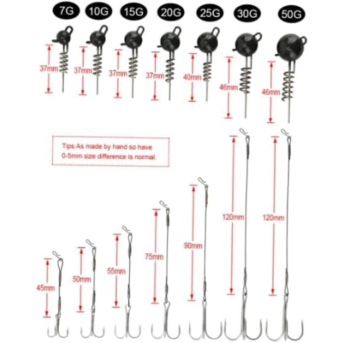 5 τεμάχια Screwball Jig Head Rig με Σαλαγκιά από Ατσάλινο Σύρμα, Σετ Βιδωτών Jig Head Stinger Rig για 1