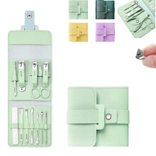 Kit de manucure portable 12/16 pièces, pliable en cuir, avec coupe-ongles – Convient pour l'entretien des ongles de pieds et l'hygiène personnelle