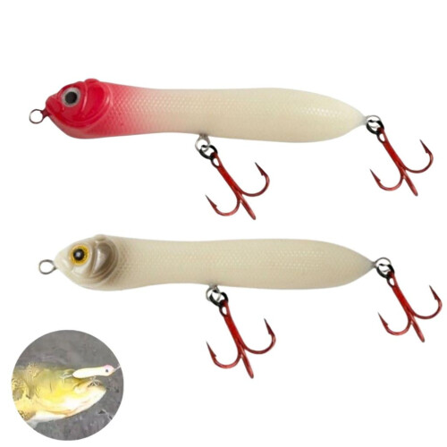 2 Stück Köder Bone Head rote Lures Starke Rassel Fischköder