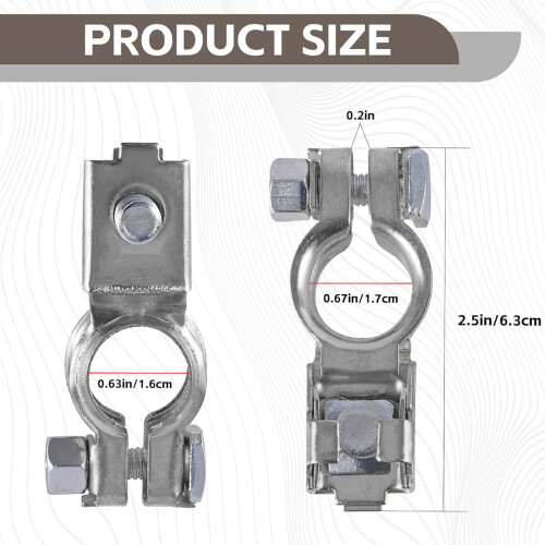 2 PCS Adjustable Car Battery Terminals, Galvanized Positive/Negative Connectors Compatible with Standard Battery Cables 1