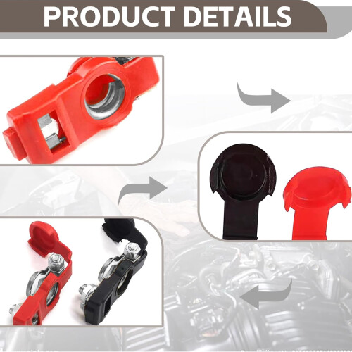 2 PCS Adjustable Car Battery Terminals, Galvanized Positive/Negative Connectors Compatible with Standard Battery Cables 2