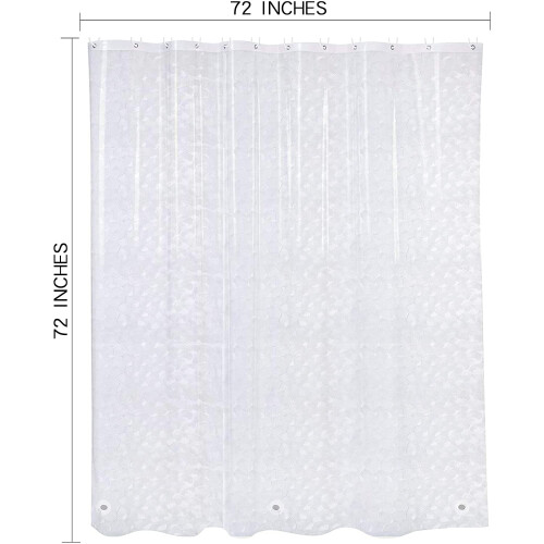 Cortina de chuveiro transparente em EVA com cubo de água, forro impermeável com 3 ímãs para banheiro, 183 x 183 cm (72 x 72 polegadas) 1
