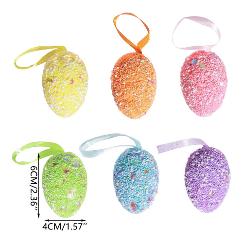 6 påskeglitterhengende egg – sett med skumpynt 1