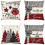 Conjunto de 4 capas de almofada natalinas – Flocos de neve e renas em linho, sem enchimento, compatíveis com almofadas padrão. 4
