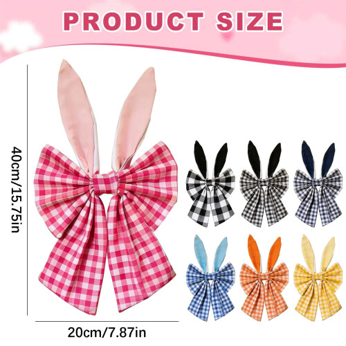 Easter Bunny Ears Wreath 16 inch black rustic buffalo plaid 2