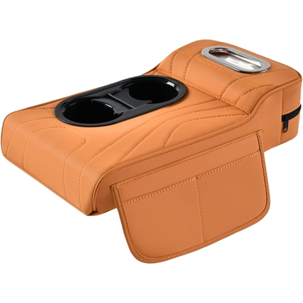 Car Armrest Storage Box With Cup Holder Â Faux Leather Organizer Compatible With Suv, Truck, Sedan 9496895104557