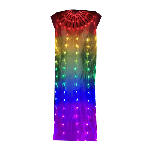 Βεντάλια LED από Μεταξωτό Χορό της Κοιλιάς – 90cm, Πολύχρωμη, 1 τεμάχιο
