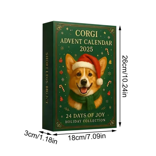 Ημερολόγιο Advent Corgis 2025 – 2D ακρυλικό μενταγιόν κουταβιού, χριστουγεννιάτικη 1
