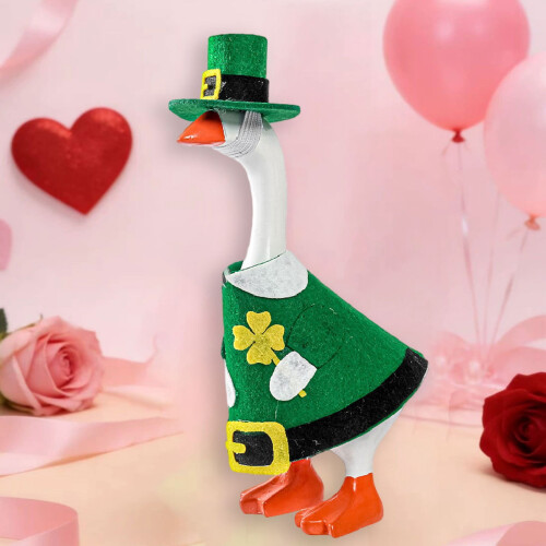 St. Patricks dag gåsekostymesett til 7" skrivebordsstatue
