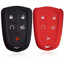 2 buc. Huse cheie din silicon cu 5 butoane pentru Cadillac XT5/ATS/CT6/XTS/SRX/CTS/Escalade (2016–2017), negru și roșu