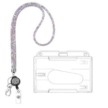 Cordões com strass brilhantes para chaves, crachás de identificação e carteiras – 2 unidades multicoloridas e brancas, ideais para professores