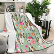 Basset Hound Pioneer Flower Lamb Wool Throw Blanket 50x60
