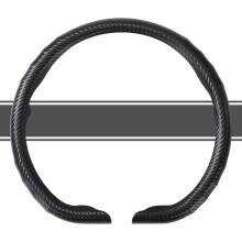 Carbonvezel stuurwielhoes, antislip stuurwielwrap, universeel, 15 inch (glanzend zwart, O-vormig)
