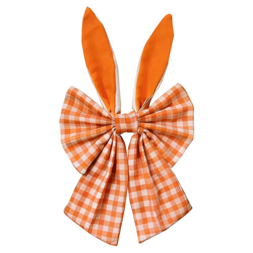 Easter wreath bow rustic fabric 16 inch orange 1