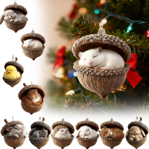 Forest Animal Acorn Ornaments, 4
