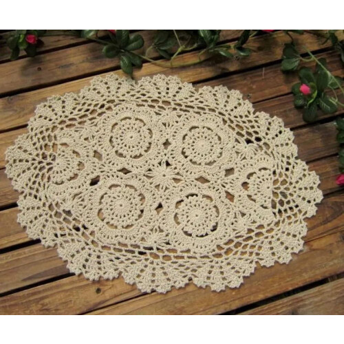 Vintage κροσέ οβάλ τραπεζομάντιλο shabby chic 30x45εκ.