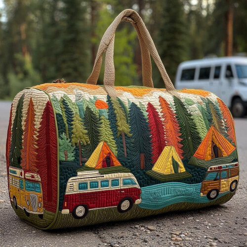 Καπιτονέ τσάντα Hippie Van Duffle – Μεγάλη τσάντα γυμναστικής σε στυλ μποέμ για γιόγκα, 2