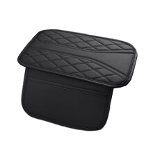 Bracciolo per auto nero, imbottitura alta, copertura protettiva per console centrale con borsa portaoggetti, tappetino in pelle nera 12,40 x 11,42 x
