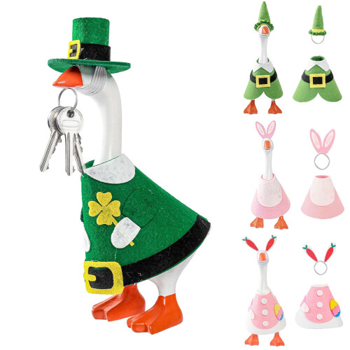 St. Patricks dag gåsekostymesett til 7" skrivebordsstatue 1