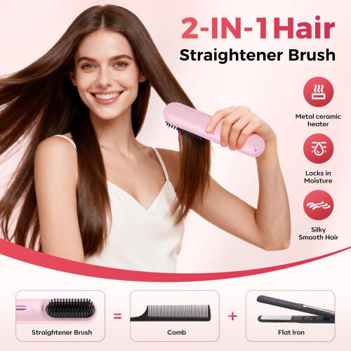 Βούρτσα ισιώματος μαλλιών Numoya Go Brush Pro2026, ασύρματη, 4 θερμοκρασίες, γρήγορη 1